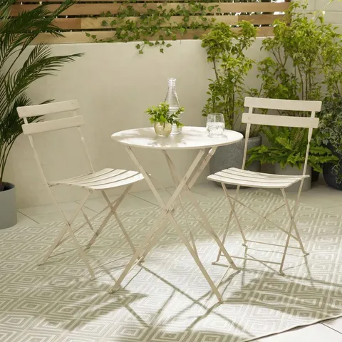 BOXED CABO CREAM METAL 2 SEAT GARDEN BISTRO SET