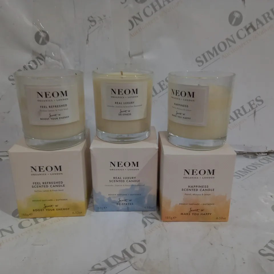 BOXED NEOM SET OF 3 185G SCENTED CANDLES