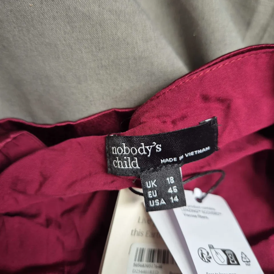 NOBODY'S CHILD BURGUNDY SATIN DRESS – UK 18 GIRLS (EU 46, US 14) MADE IN VIETNAM