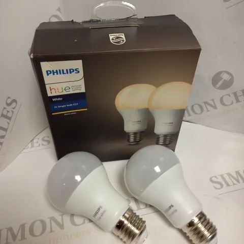 BOXED PHILIPS HUE E27 WARM WHITE BULB TWIN PACK