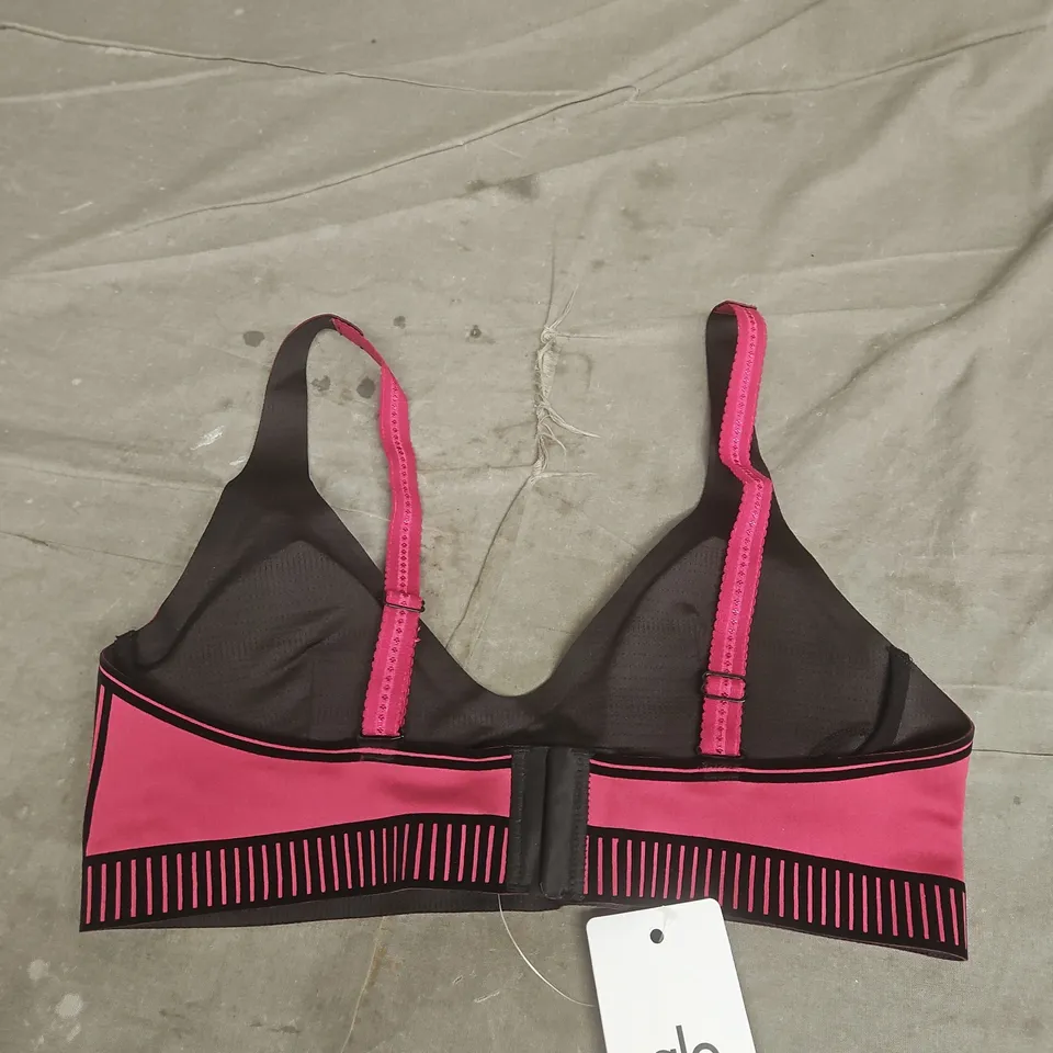 Alo Yoga Pink & Black Sports Bra – Size S