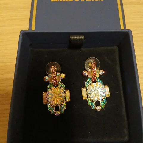 BUTLER & WILSON ART DECO FLOWER EARRINGS 