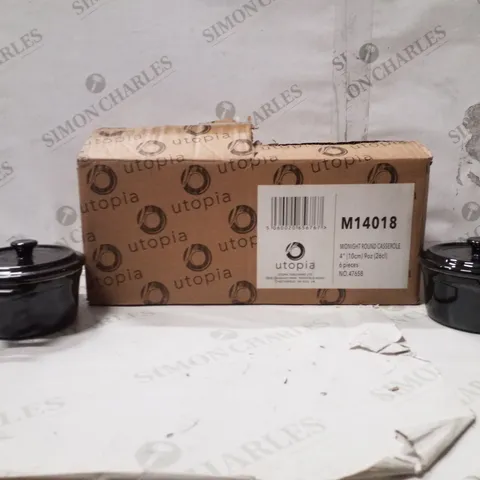 BOXED PACK OF 6 MIDNIGHT ROUND CASSEROLE POTS