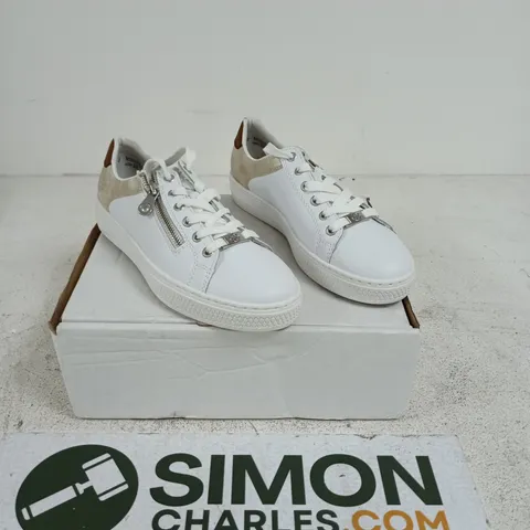 RIEKER LEATHER ZIP TRAINERS WHITE SIZE 6.5