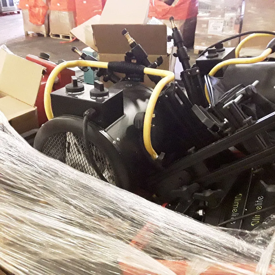 PALLET OF ASSORTED TECH INCLUDING FAN HEATER, PORTABLE INDUCTION LOOP KIT, DRUM HEATER, HEADSET & TELEPHONE, 4G LTE MOBILE WI-FI