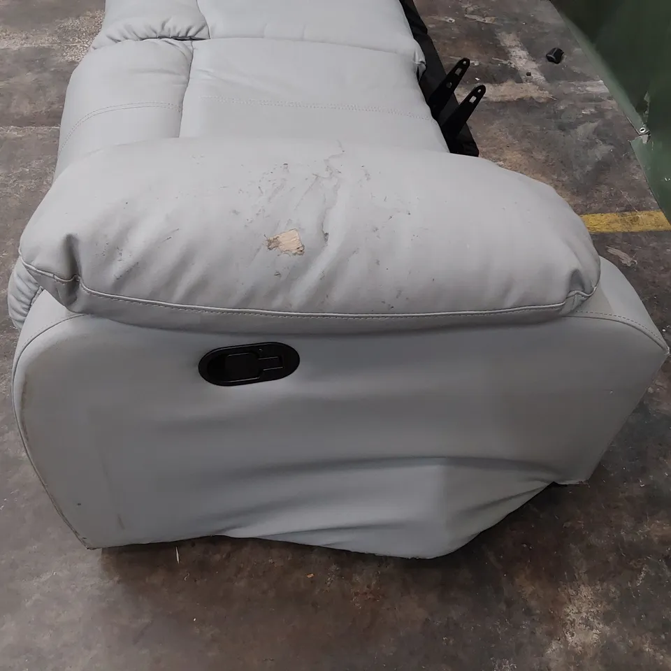 DESIGNER MANUAL RECLINING THREE SEATER SOFA BASE GREY LEATHER 