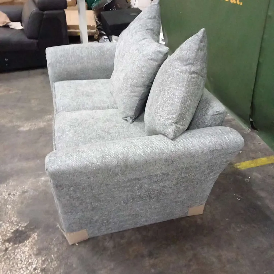 DESIGNER DURY GREY CHUNKY WEAVE FABRIC TWO SEATER SOFA