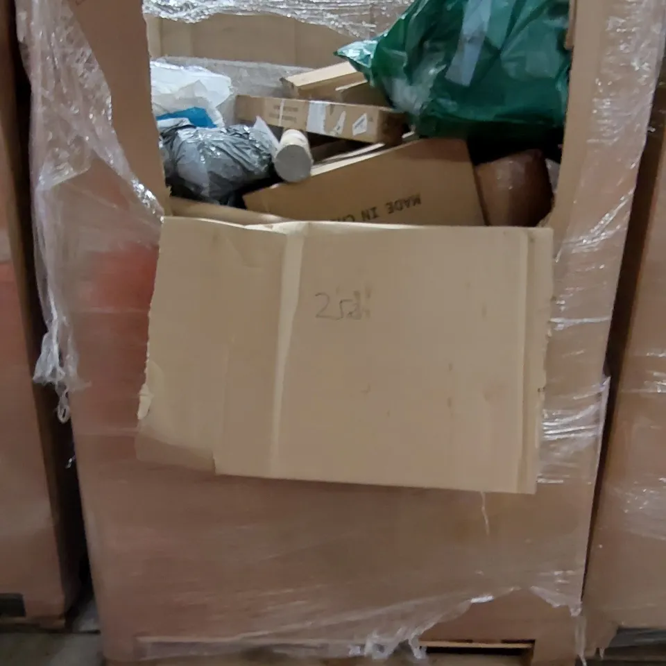 PALLET TO CONTAIN ASSORTED HOUSEHOLD ITEMS AND CONSUMER PRODUCTS. INCLUDING TOILET SEAT, VACUUM CLEANER, PIZZA STONE AND PEEL SET, ELECTRIC BLANKET ETC