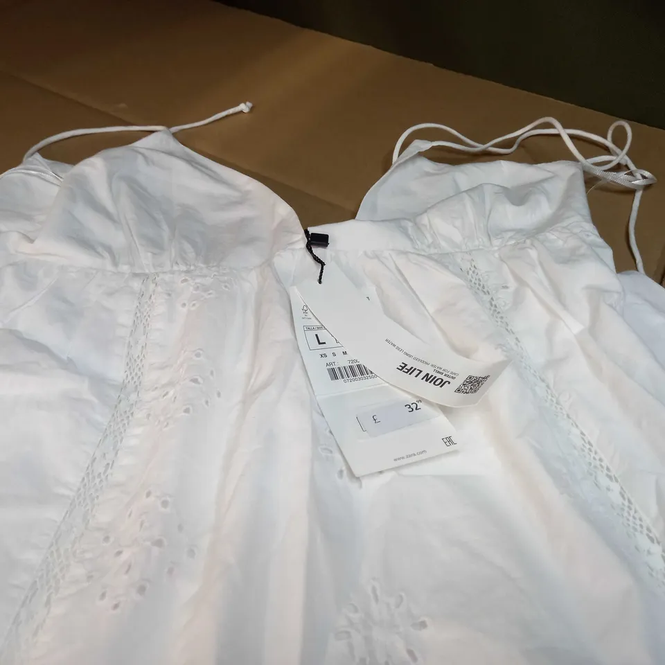 ZARA WHITE SUMMER DRESS - LARGE