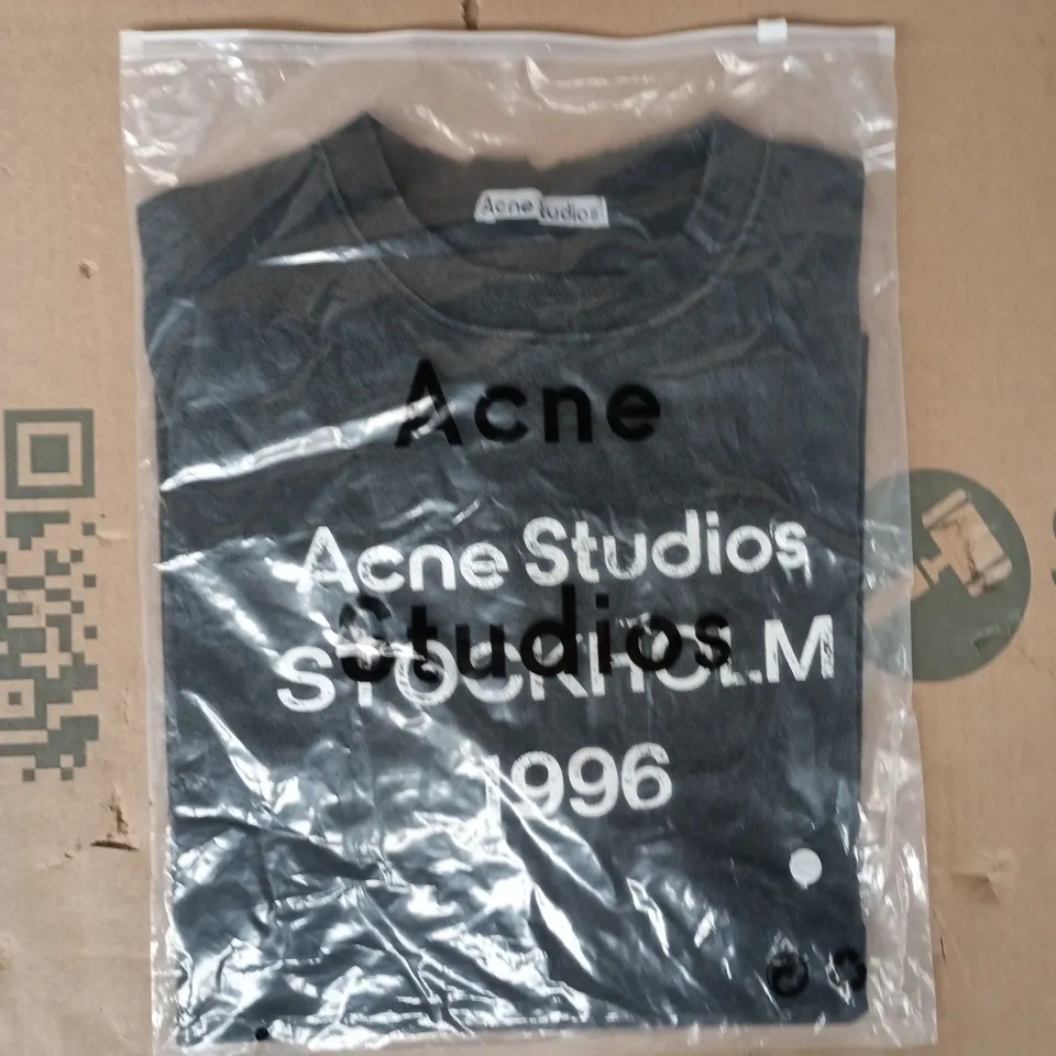 BAGGED ACNE STUDIOS CREW-NECK T-SHIRT IN GREY SIZE MEDIUM