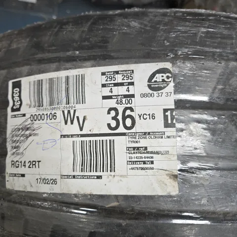CAR TYRE  – WRAPPED IN PROTECTIVE PACKAGING 