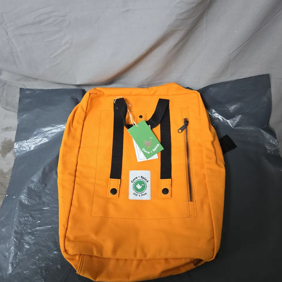 CORA + SPINK ORANGE BACKPACK WITH BLACK STRAPS
