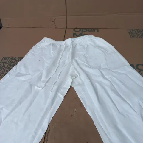 BERSHKA WHITE DRAWSTRING TROUSERS – WOMEN'S 