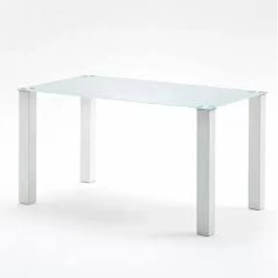 BRAND NEW & BOXED HANNA FROSTED GLASS TOP DINING TABLE WITH HIGH GLOSS WHITE LEGS (2 BOXES)