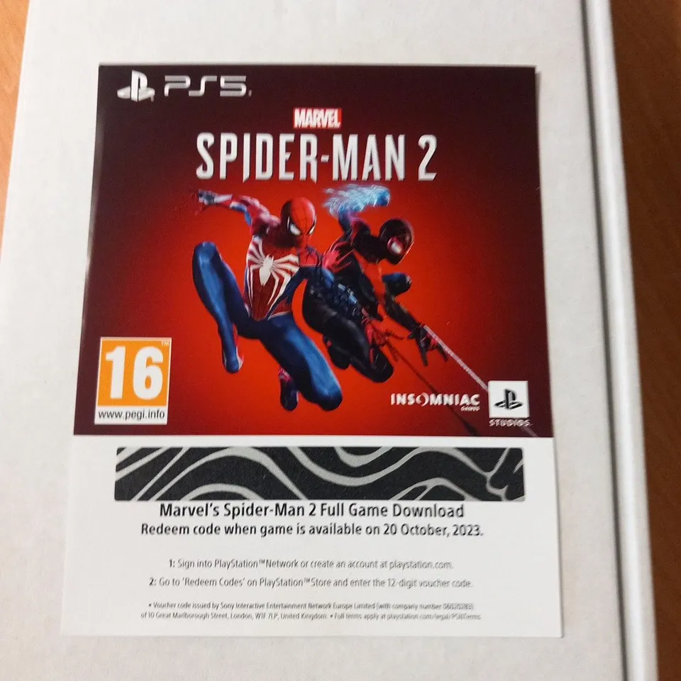 BOXED SONY PLAYSTATION 5 CFI-1216A LIMITED EDITION MARVEL SPIDER-MAN 2 GAMES CONSOLE