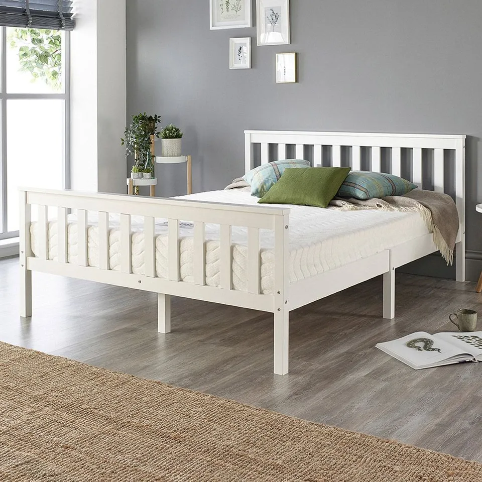 BOXED ASPIRE ATLANTIC DOUBLE BED FRAME - WHITE (1 BOX)
