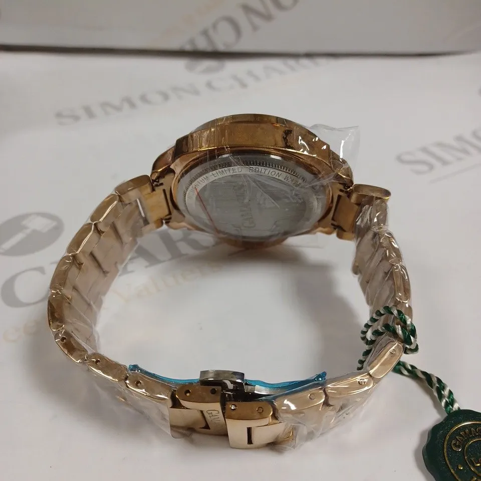 GAMAGES MOMENTUM ROSE BLUE DIAL LINK WATCH