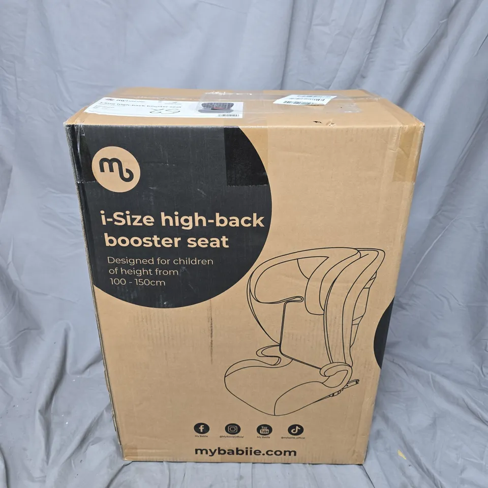 BOXED MY BABIIE MBCS23 HIGH-BACK BOOSTER R129 CAR SEAT WITH ISOFIX - QUILTED BLACK 