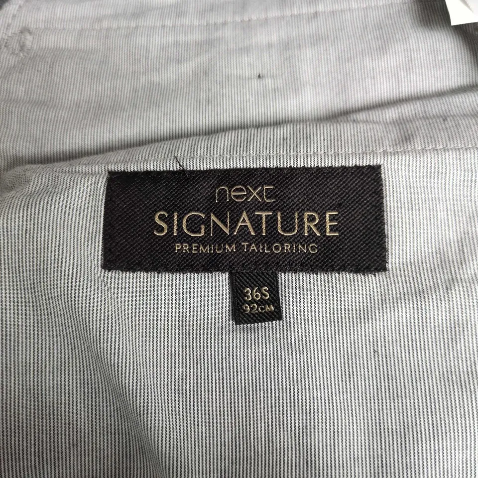 NEXT SIGNATURE PREMIUM TAILORING MENS 3PCE GREY PINSTRIPE SUIT - 44S/46R/36S