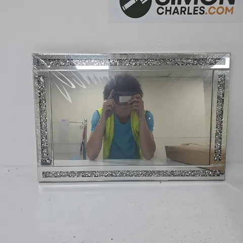 RECTANGULAR DECORATIVE MIRROR WITH RHINESTONE TRIM