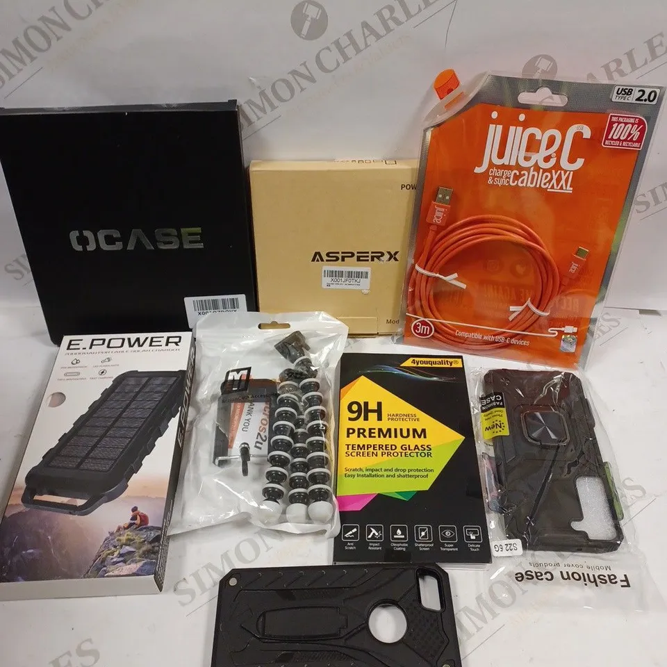 BOX TO CONTAIN APPROX. 20 X ASSORTED PHONE ACCESSORIES. INCLUDES PHONE CASES, POWER BANKS, CABLES ETC. BRANDS VARY 