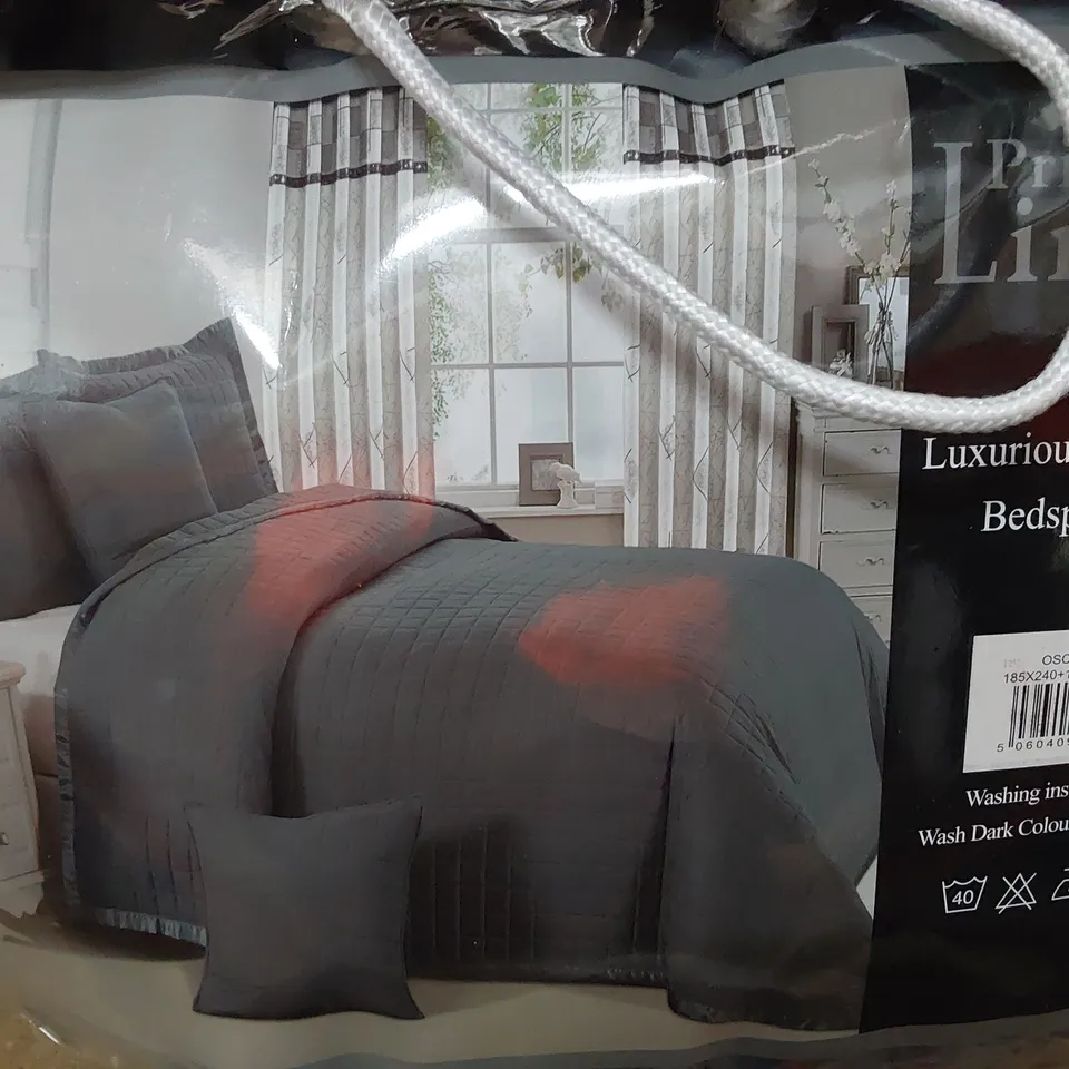 DESIGNER GAILA SINGLE BEDSPREAD SET WITH PILLOWCASE OSCAR GREY