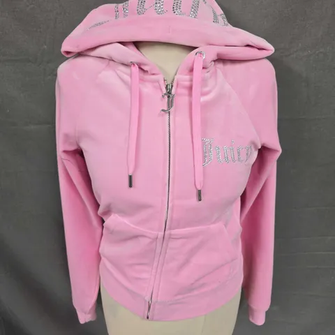 JUICY COUTURE VELOUR RHINESTONE TRACKSUIT JACKET IN PINK SIZE XXS