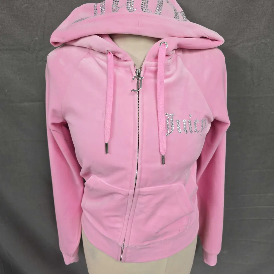 JUICY COUTURE VELOUR RHINESTONE TRACKSUIT JACKET IN PINK SIZE XXS