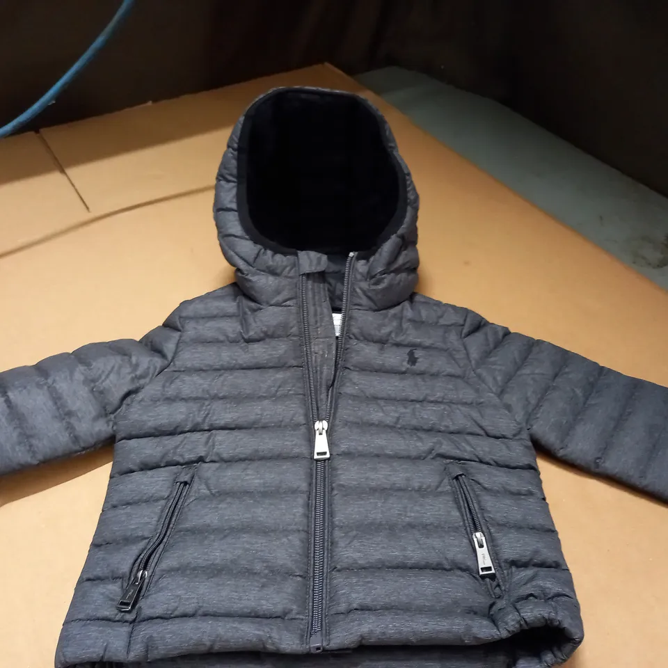 RALPH LAUREN GREY HOODED JACKET - 24 MONTHS