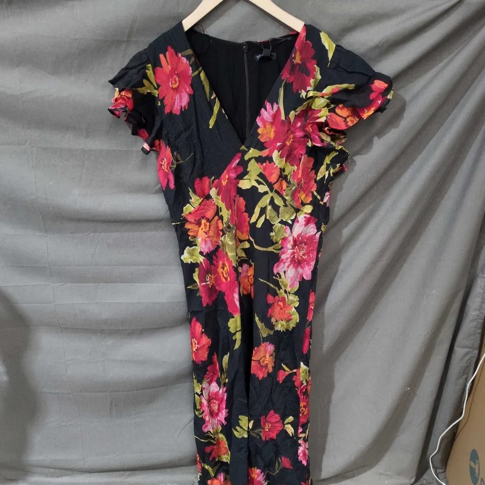 NOBODY'S CHILD LAYLA MIDI DRESS – BLACK FLORAL, UK16 (EU44)