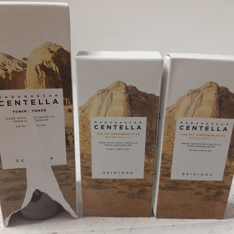 3 MADAGASCAR CENTELLA PRODUCTS TO INCLUDE 1 X 210ML TONER, 2 X 50ML SUNCREAM PLUS