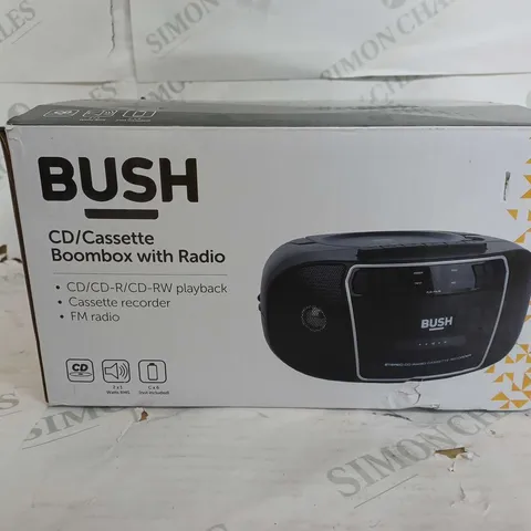BOXED BUSH CD/CASSETTE BOOMBOX WITH RADIO