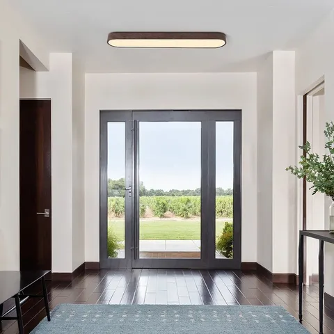 BOXED BRETTON RUSTIC MODERN ROUND - CORNER RECTANGLE LED FLUSH MOUNT CEILING LIGHT (1 BOX)