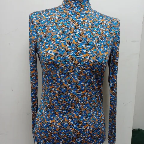 WHISTLES DITSY FLORAL SLINKY HIGH NECK TOP - SIZE UK 10