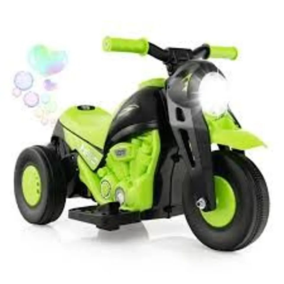 BOXED 6V ELECTRIC KID RIDE ON MOTORCYCLE WITH BUBBLE MAKER