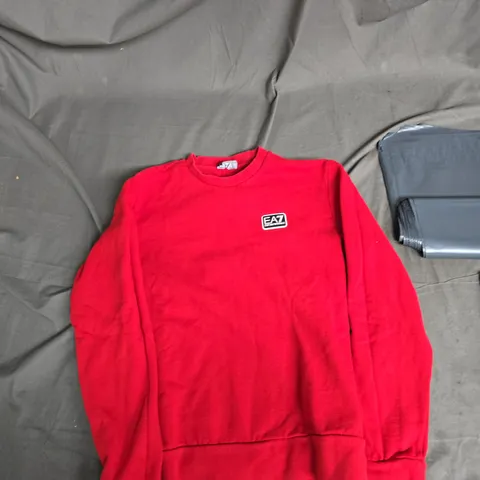 EMPORIO ARMANI EA7 RED SWEATSHIRT WITH CHEST LOGO – EU S