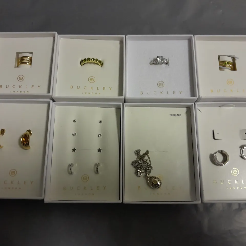 LOT OF 8 ASSORTED BOXED BUCKLEY LONDON JEWELLERY ITEMS