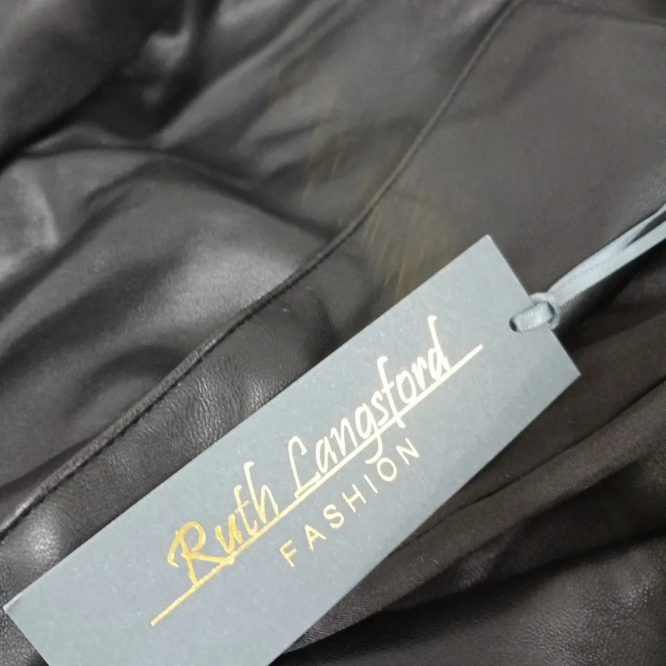RUTH LANGFORD FASHION BLACK LEATHER/LEATHER-LOOK JACKET - UK18