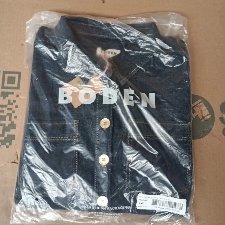 BAGGED BODEN ZIA DENIM POCKET SHIFT DRESS IN DARK BLUE SIZE 14R