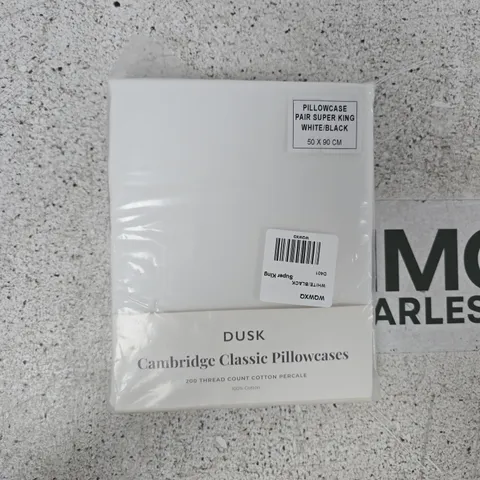 DUSK CAMBRIDGE CLASSIC PILLOWCASES IN WHITE - SUPER KING SIZE