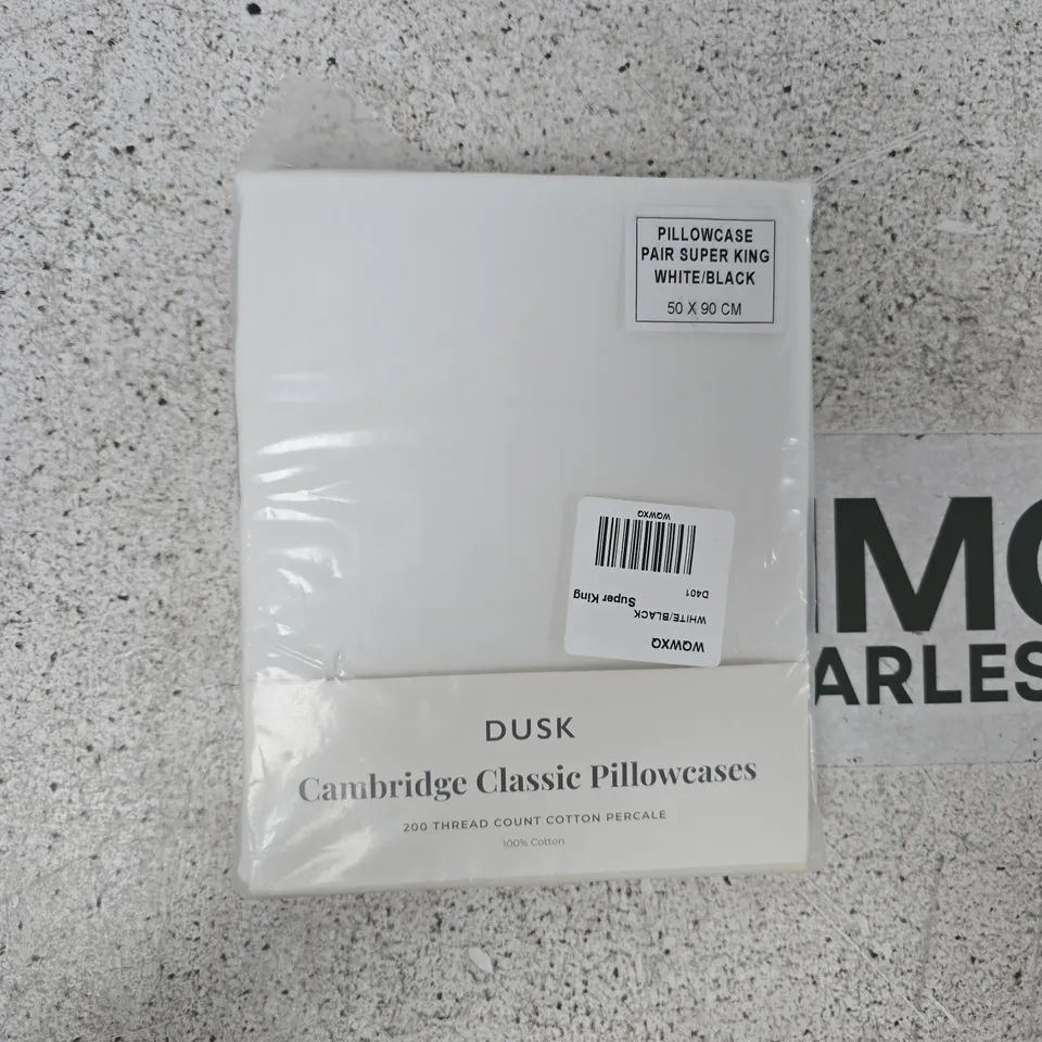 DUSK CAMBRIDGE CLASSIC PILLOWCASES IN WHITE - SUPER KING SIZE