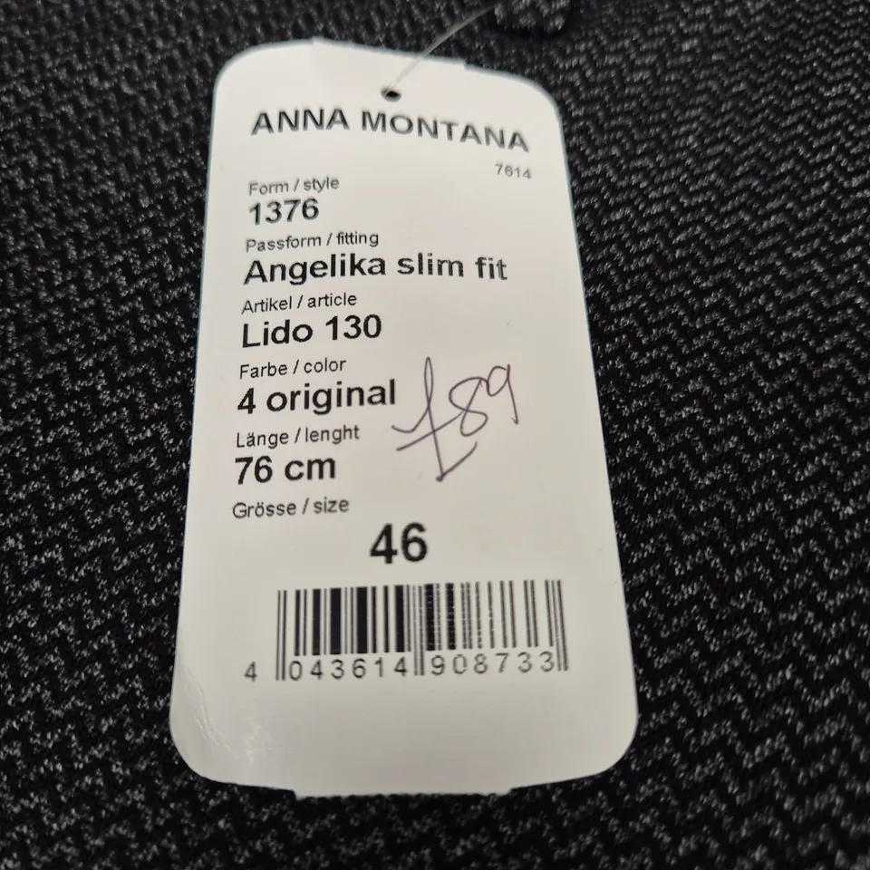 ANNA MONTANA ANGELIKA SLIM FIT TROUSERS - LUXURY JERSEY BISTRETCH, LIDO 130, EU SIZE 46