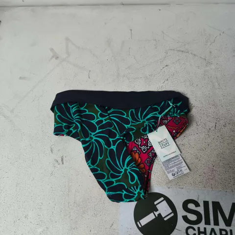 WHITE STUFF WOMEN'S REVERSIBLE FOLD-DOWN BIKINI BOTTOM – FLORAL GREEN MULTI, UK 10