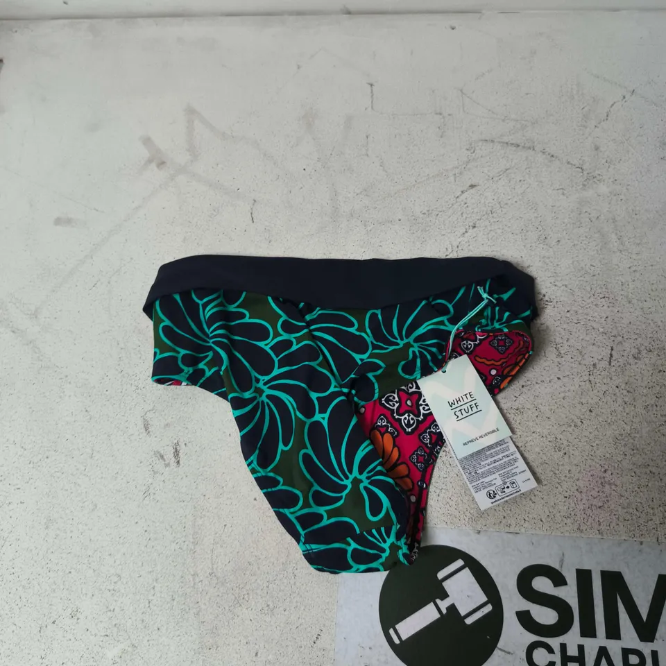 WHITE STUFF WOMEN'S REVERSIBLE FOLD-DOWN BIKINI BOTTOM – FLORAL GREEN MULTI, UK 10