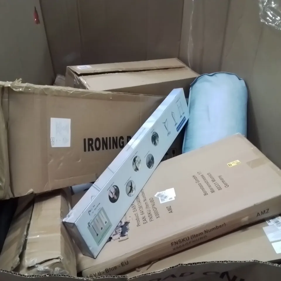 PALLET OF ASSORTED HOUSEHOLD GOODS AND PRODUCTS TO INCLUDE;OFFICE CHAIR,AIR FRYER,MINI FRIDGE