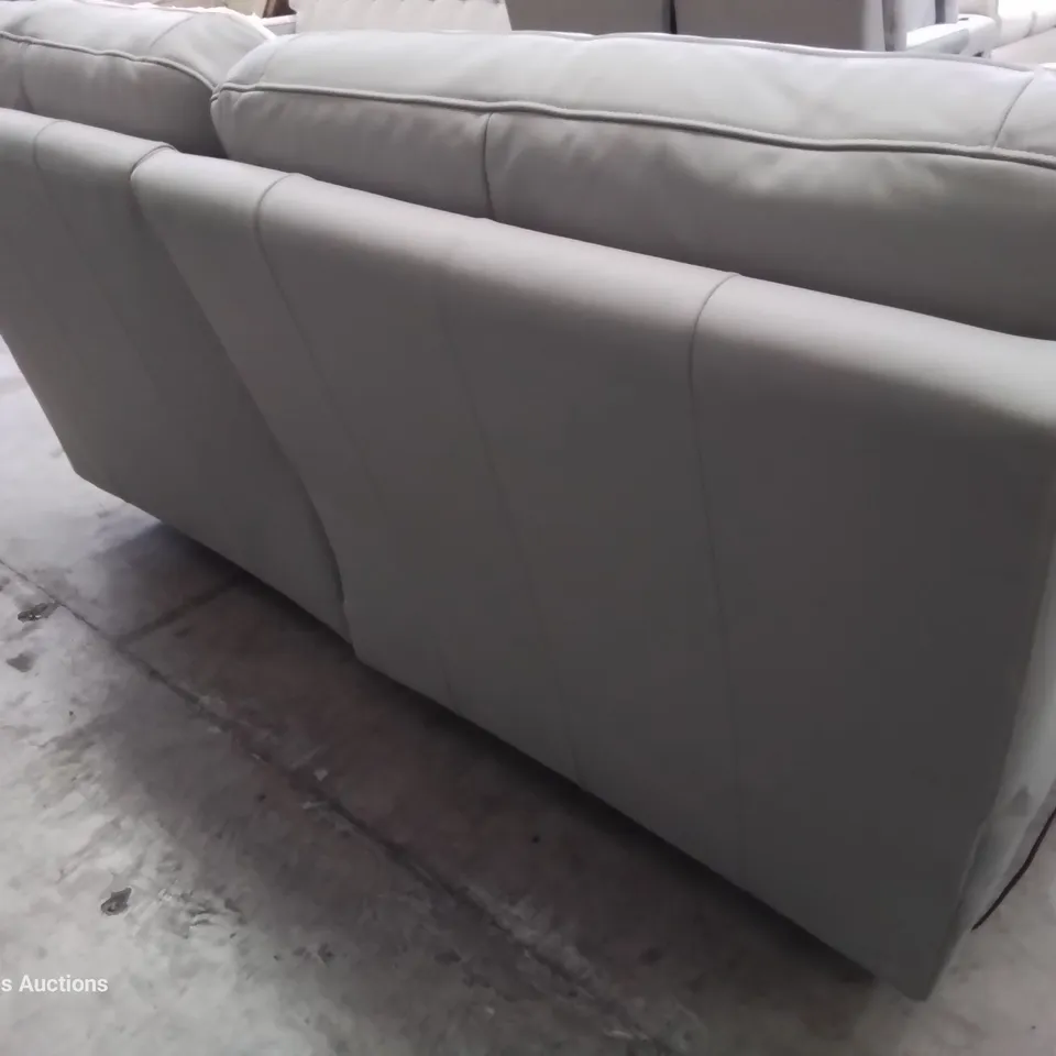 QUALITY BRITISH DESIGNER & MANUFACTURED G PLAN SEATTLE POWER RECLINING THREE SEATER SOFA CAMBRIDGE GREY LEATHER 