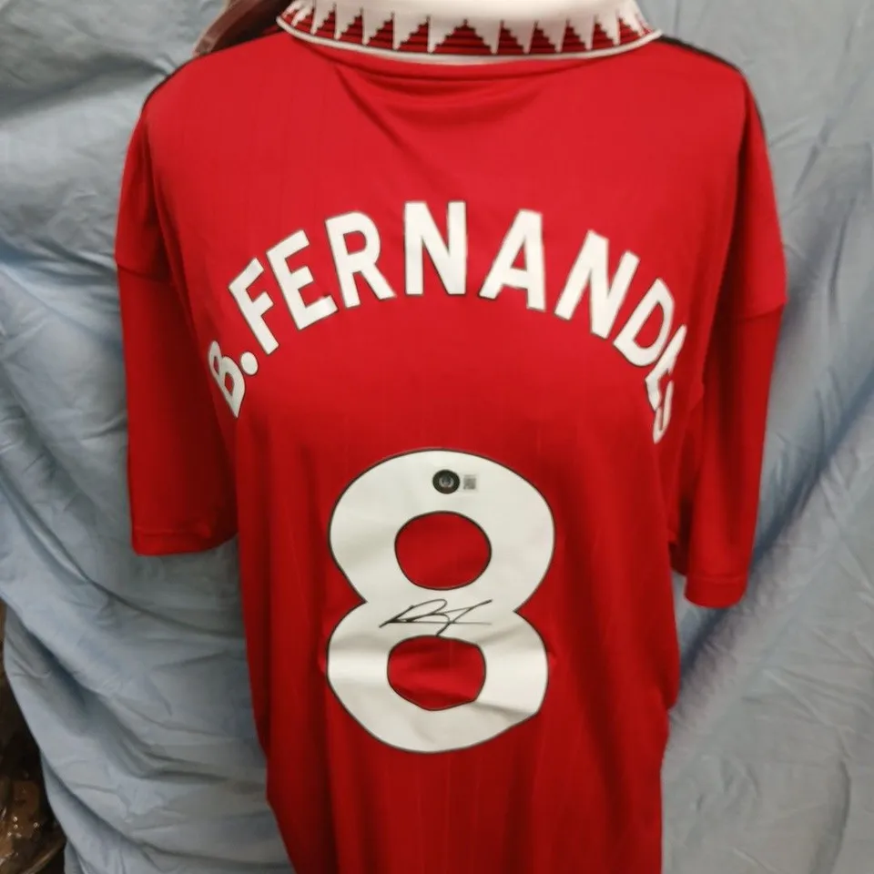 MANCHESTER UNITED FC SIGNED BRUNO FERNANDES 8 22/23 HOME JERSEY - XL