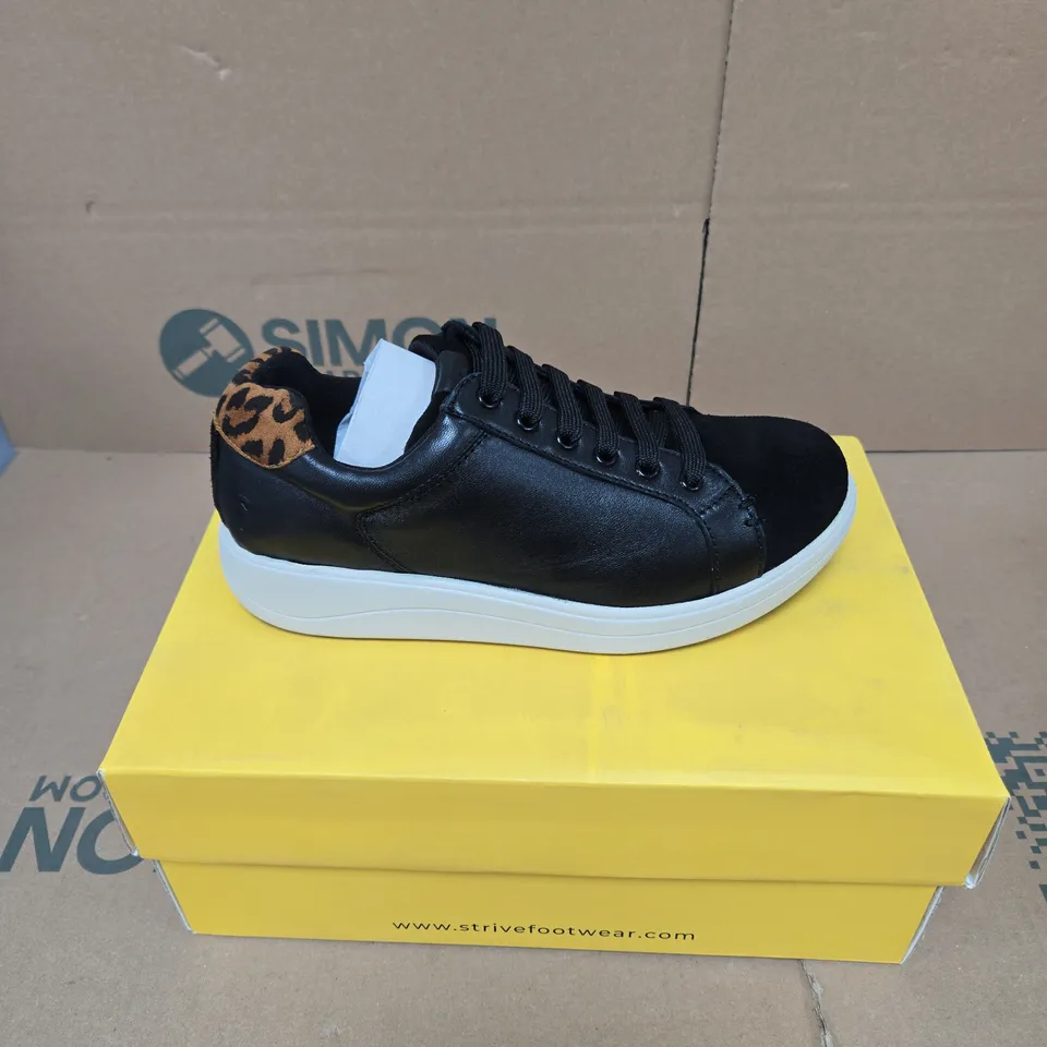 STRIVE DAKOTA BLACK LEOPARD TRAINERS UK SIZE 3 BOXED MEMORY FOAM