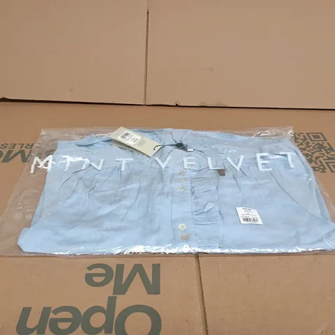 MINT VELVET BLUE CHAMBRAY PUFF TOP MEDIUM TAGGED BAGGED
