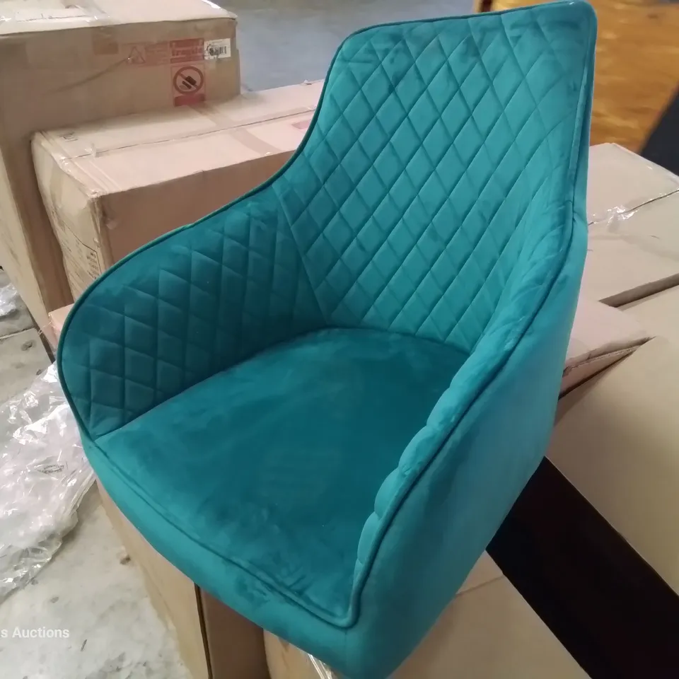 BOXED PAIR HAMPTON DINING CHAIRS TEAL VELVET